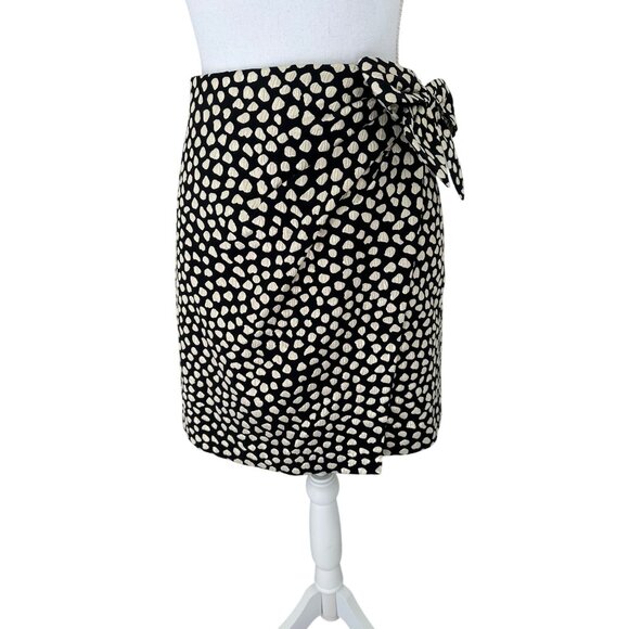 J. Crew Skirt Size 0 Metallic Pebble Print Bow Mini Skirt Black / Gold - Picture 3 of 16